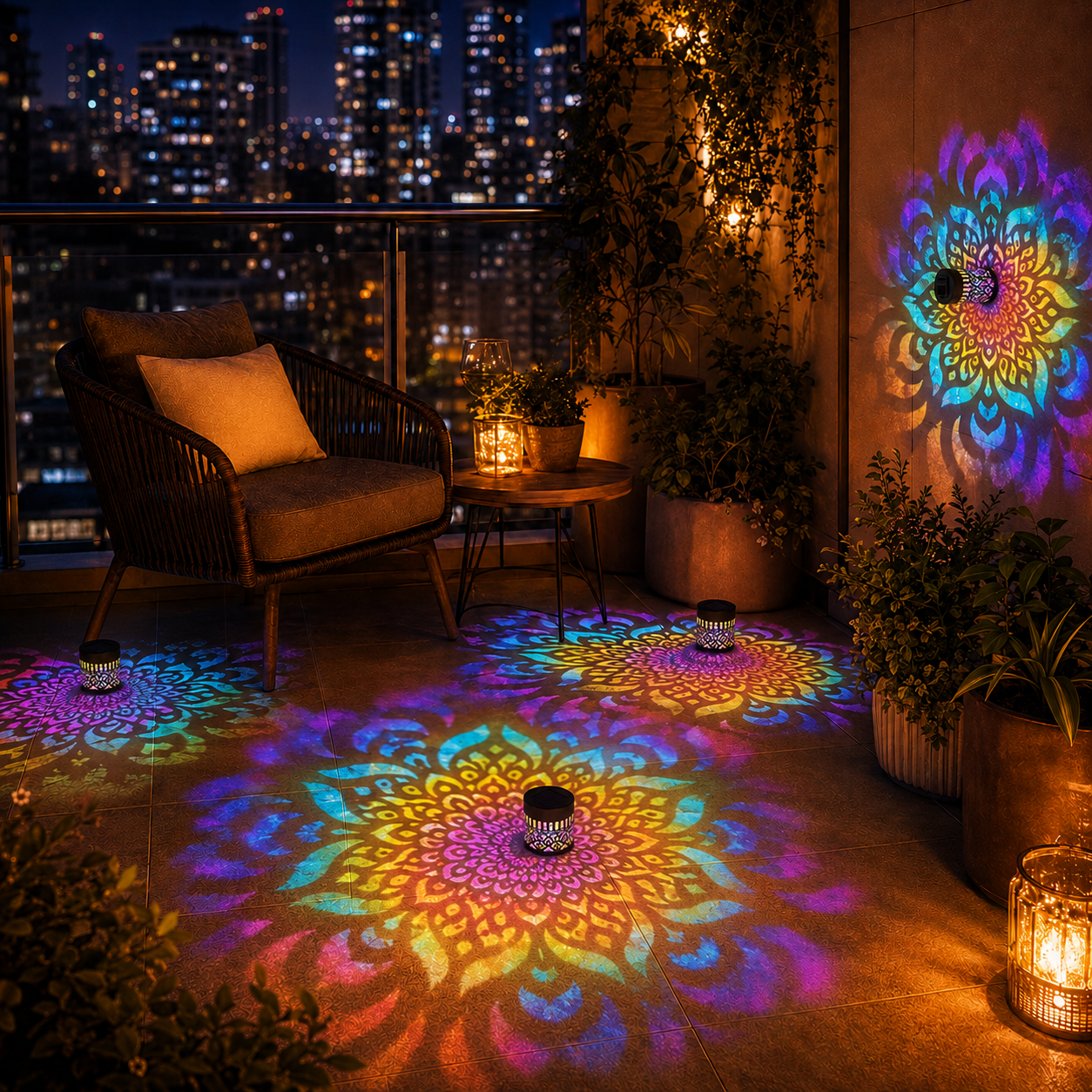 Luz solar decorativa efecto mandala LUXORHOME
