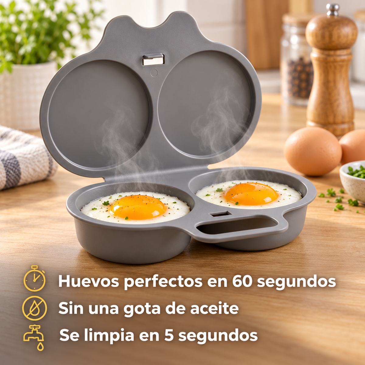 Cocedor de Huevos para Microondas – 2 Huevos en 60 Segundos